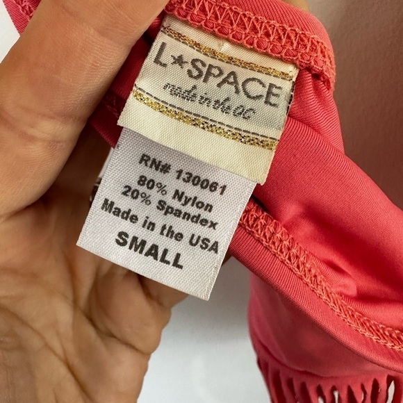 l*Space Audrey Fringe Halter Bikini Top in Watermelon - Picture 8 of 14